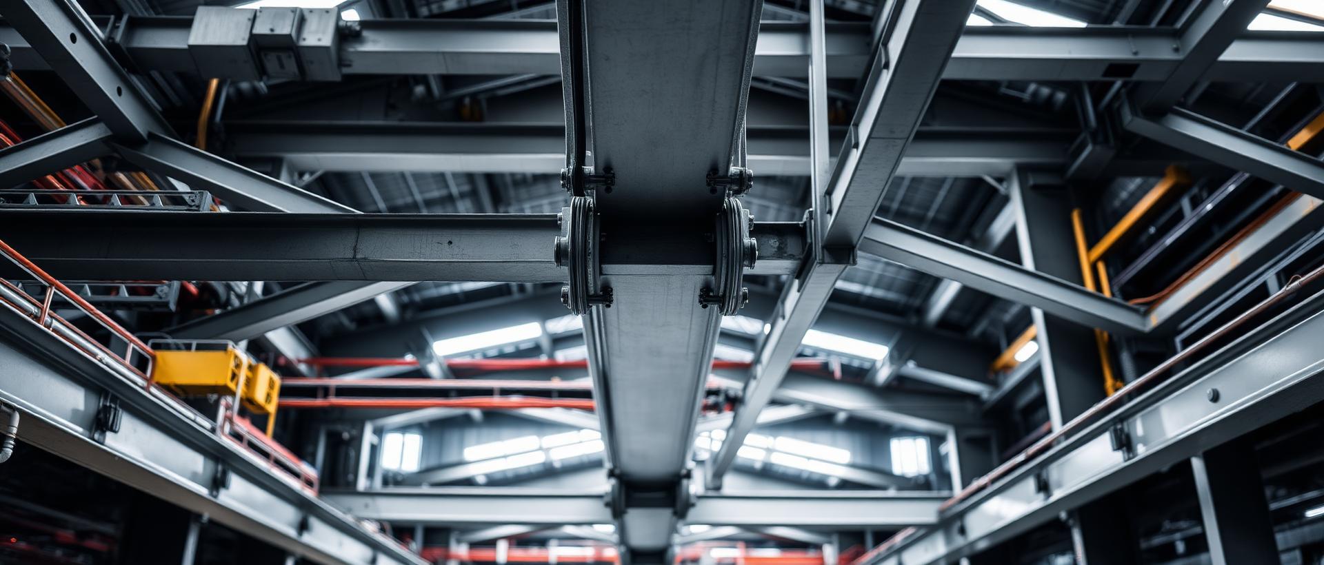 Estrutura de aço de precisão em planta industrial